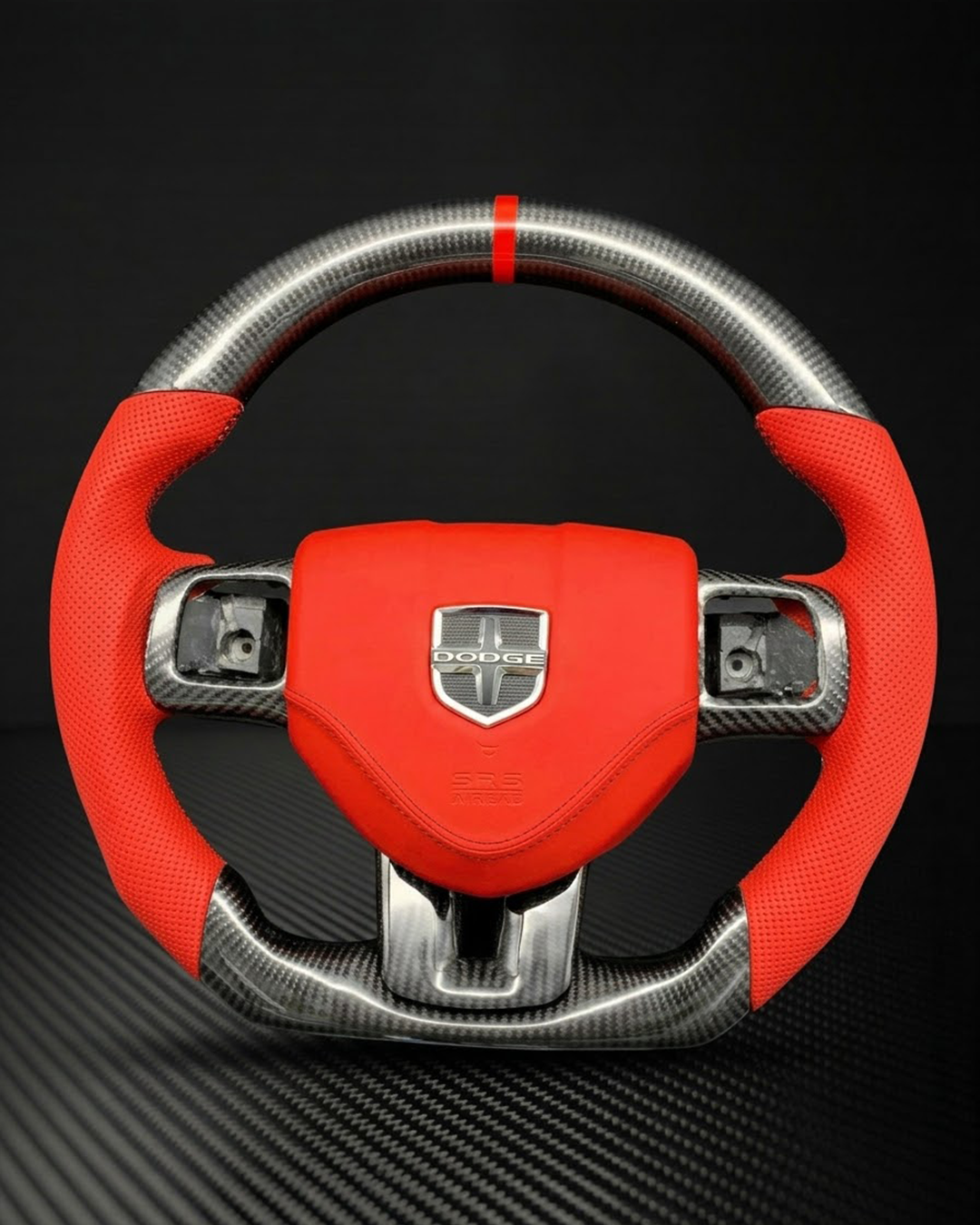 2011-2014 Dodge Charger/Challenger/Durango Heated Carbon Fiber Steering Wheel (paddle shifters/non-SRT8)